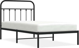 vidaXL - Bedframe - met - hoofdbord - metaal - zwart - 100x190 - cm
