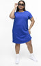 ONLY CARMAKOMA CARKAYLEE - Dames Jurk - Katoen met korte mouwen - Strong Blue - M-46/48