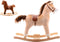 Hobbelpaard Hout - Hobbelpaard met Geluid - 64CM Hoog - Beige/Bruin