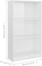 vidaXL - Boekenkast - 3 - schappen - 60x24x109 - cm - bewerkt - hout - hoogglans - wit