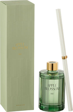 J-Line geurolie + stokjes Apple Blossom - glas - groen