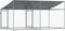 vidaXL - Hondenhok - met - dak - en - deuren - 4x2x2 - m - gegalvaniseerd - staal - grijs