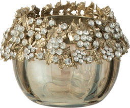 J-Line theelichthouder Volve - metaal/glas - goud/brons - small