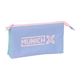 Pennenetui met 3 vakken Munich Mellow Blauw Roze Hemelsblauw 22 x 12 x 3 cm