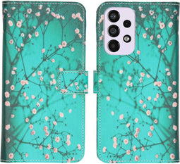 iMoshion Hoesje Geschikt voor Samsung Galaxy A33 Hoesje Met Pasjeshouder - iMoshion Design Softcase Bookcase - Blauw / Blossom