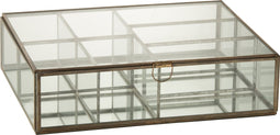 J-Line decoratie Box - glas/metaal - brons - large