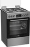 Beko FBM62320XDSL - Gasfornuis - 4 gasbranders 72 liter - Zwart met RVS-accenten