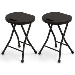 Coast Set van 2 opvouwbare krukken - Draagbaar en ruimtebesparend - Zwart (2 stuks)