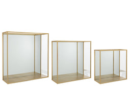 J-Line set van 3 Muurrek Spiegel Vierkant - metaal/glas - goud