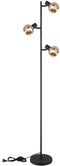 Globo TOKKI - Vloerlamp - 3-Lichts E14 40W - Matt zwart
