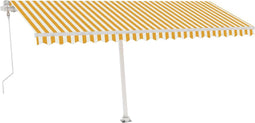 vidaXL - Luifel - vrijstaand - automatisch - 500x350 - cm - geel - en - wit