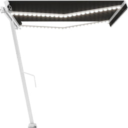 vidaXL - Luifel - handmatig - uittrekbaar - met - LED - 450x300 - cm - antracietkleur