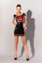 Latex jurkje zwart met rood - XL