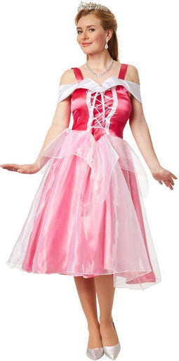 Dressforfun Kostuum prinses Aurora M - Verkleedkleding - Glanzende jurk met tule-overrok - Rosé