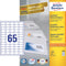 Avery Zweckform 3666, Universele etiketten, Ultragrip, wit, 100 vel, 65 per vel, 38 x 21,2 mm
