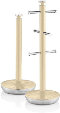 Swan Retro Kopjeshouder & Keukenrolhouder – Set van 2 – Crème