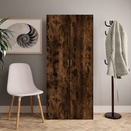 vidaXL - Schoenenkast - 80x35,5x180 - cm - bewerkt - hout - gerookt - eikenkleurig