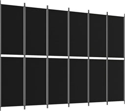 vidaXL - Kamerscherm - met - 6 - panelen - 300x220 - cm - stof - zwart