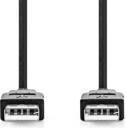 Nedis USB-Kabel - USB 2.0 - USB-A Male - USB-A Male - 3 m - Zwart