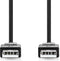 Nedis USB-Kabel - USB 2.0 - USB-A Male - USB-A Male - 3 m - Zwart