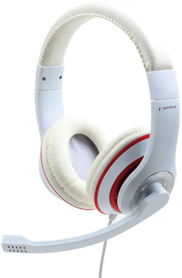 Gembird MHS-03-WTRD - Over-Ear Headset met Microfoon - Comfortabele oorkussens - Rood/Wit