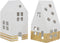 J-Line decoratie Huis - katoen Mache - wit/goud - large - 2 stuks
