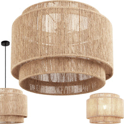 tectake® Plafondlamp Lignea Lux - Hanglamp Boho stijl - Ø46 x 32 cm - Jute lampenkap - 40W - Decoratieve verlichting woonkamer slaapkamer eetkamer