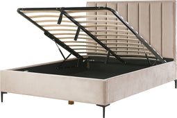 SEZANNE - Bed met opbergruimte - Taupe - 160 x 200 cm - Fluweel