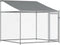 vidaXL - Hondenhok - met - dak - en - deur - 10x2x2 - m - gegalvaniseerd - staal - grijs