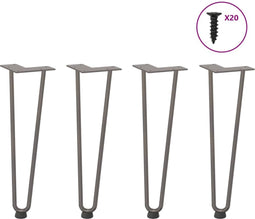 vidaXL - Haarspeld - tafelpoten - 4 - st - 42 - cm - massief - staal - naturel