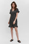 VERO MODA VMHENNA - Wrap jurk - Korte mouwen met ruche details - Blauw - Dames - Maat XS