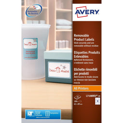 Avery - Afneembare productetiketten ft 62 x 89 mm (b x h), 180 stuks, 9 per blad, doos van 20 blad