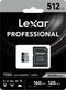 Lexar Professional 1066x - microSDXC UHS-I - 512GB - 160 MB/s leessnelheid 120 MB/s schrijfsnelheid