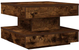 vidaXL - Salontafel - 360 - graden - draaibaar - 50x50x34,5 - cm - gerookt - eiken