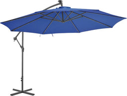 vidaXL - Zweefparasol - met - LED-verlichting - 350 - cm - azuurblauw