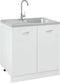 vidaXL - Gootsteen - met - afvoerset - 800x600x155 - mm - roestvrij - staal - zilver