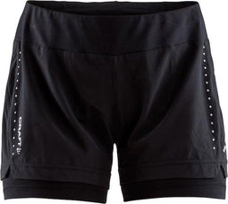Craft Essential 2-in-1 Sportbroek - Hardlopen - Sleuteltas en reflectoren - Black - Maat S