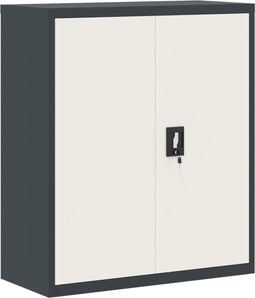 vidaXL - Archiefkast - 90x40x105 - cm - staal - antracietkleurig - en - wit