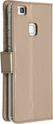 Accezz Hoesje Geschikt voor Huawei P9 Lite Hoesje Met Pasjeshouder - Accezz Wallet Softcase Bookcase - goud