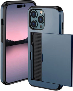 imoshion Hoesje Geschikt voor iPhone 14 Pro Hoesje - Ruimte voor 2 pasjes - imoshion Backcover met pasjeshouder - Donkerblauw