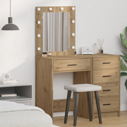 vidaXL - Kaptafel - met - LED - Lichten - - - Artisan - Eik - 50x41x135 - cm
