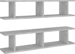 vidaXL - Wandschappen - 2 - st - 90x18x20 - cm - bewerkt - hout - betongrijs