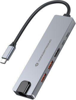 Conceptronic DONN29G - USB 3.2 Gen 2 Hub - 2x USB-C 10Gb/s - Ethernet 1Gbps - HDMI 2.0