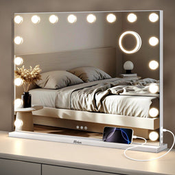 Mirlux Hollywood Spiegel 80x60cm - LED Verlichting - USB & USB-C - Wit