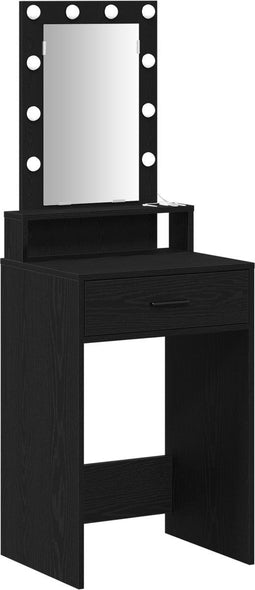 vidaXL - Makeup - Tafel - met - LED - Verlichting - - - Zwart - Eik, - 50x41x140 - cm