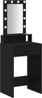 vidaXL - Makeup - Tafel - met - LED - Verlichting - - - Zwart - Eik, - 50x41x140 - cm