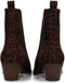 POSH by Poelman CARMEN - Enkellaars - Blokhak 4,5 cm - Bruin met dierenprint