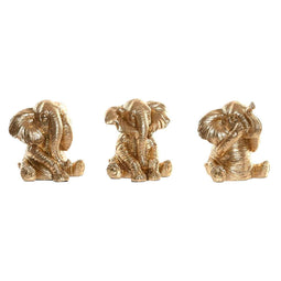 Decoratieve figuren Home ESPRIT Gouden Olifant 13 x 12 x 14 cm (3 Stuks)