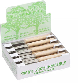 RÖR Solingen Schilmesje Recht Hout - RVS - Oma's Keukenmesje - 20 stuks in verkoopdisplay