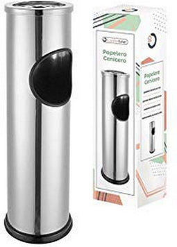 Confortime staande afvalbak met asbak van RVS